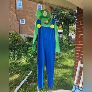 Kids Green and Blue Luigi Plumber Costume